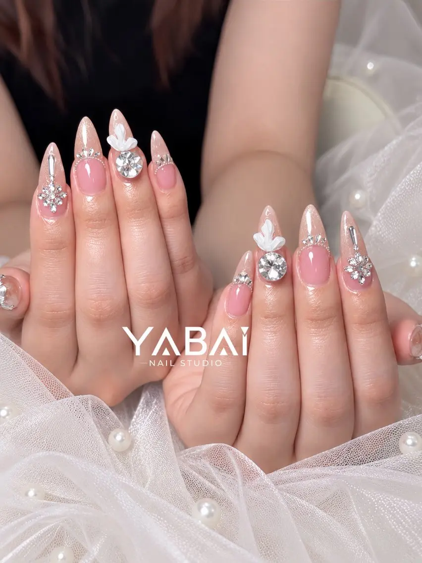 ネイル フラワーネイル キラキラネイル ロングネイル マグネットネイル ピンク YABAI NailStudioのネイルデザイン