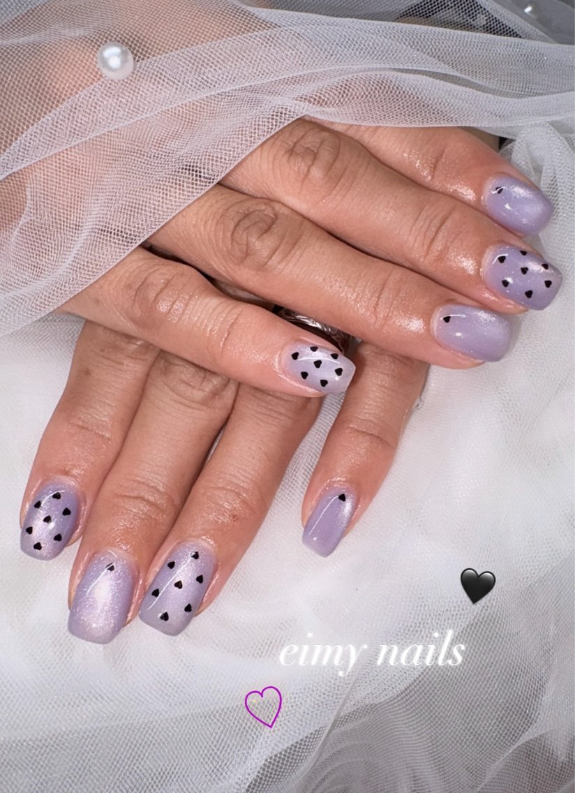 ネイル ブルー ハート マグネットネイル マグネットワンカラー ワンカラーネイル ハンドネイル eimy nails♡のネイルデザイン