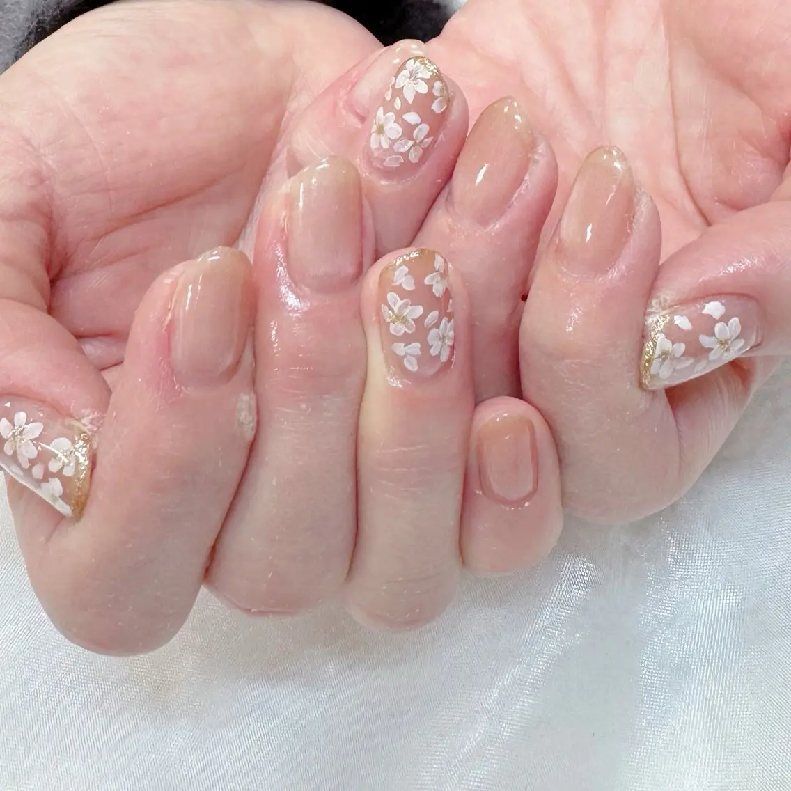 ネイル フラワーネイル キラキラネイル オフィスネイル ピンク 春ネイル maruyasu. yのネイルデザイン