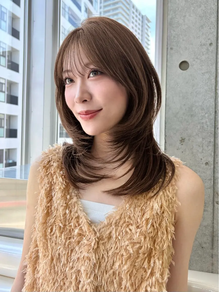 セミロング カット ヘアカラー トリートメント 大宮🤍縮毛矯正 レイヤー🪽なるのヘアスタイル