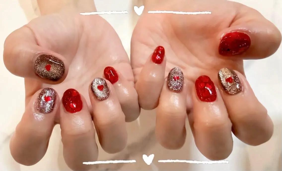 ネイル バレンタイン Dazzle綾瀬駅 ♡cocoroのマツエク・マツパデザイン