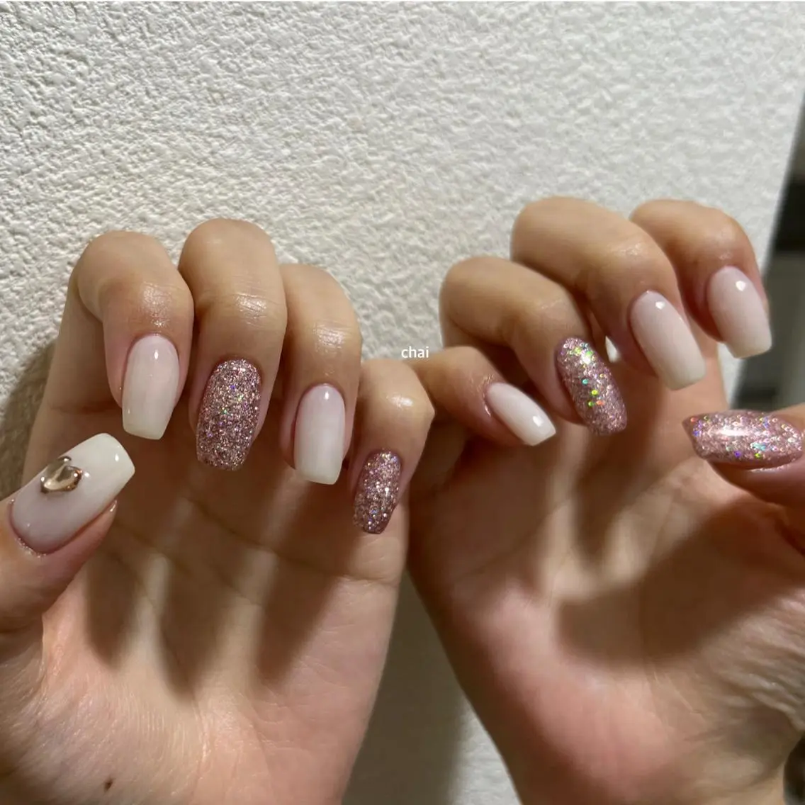 ネイル ハート ピンク ハンドネイル chai nail _ai📍鶴橋/桃谷のネイルデザイン