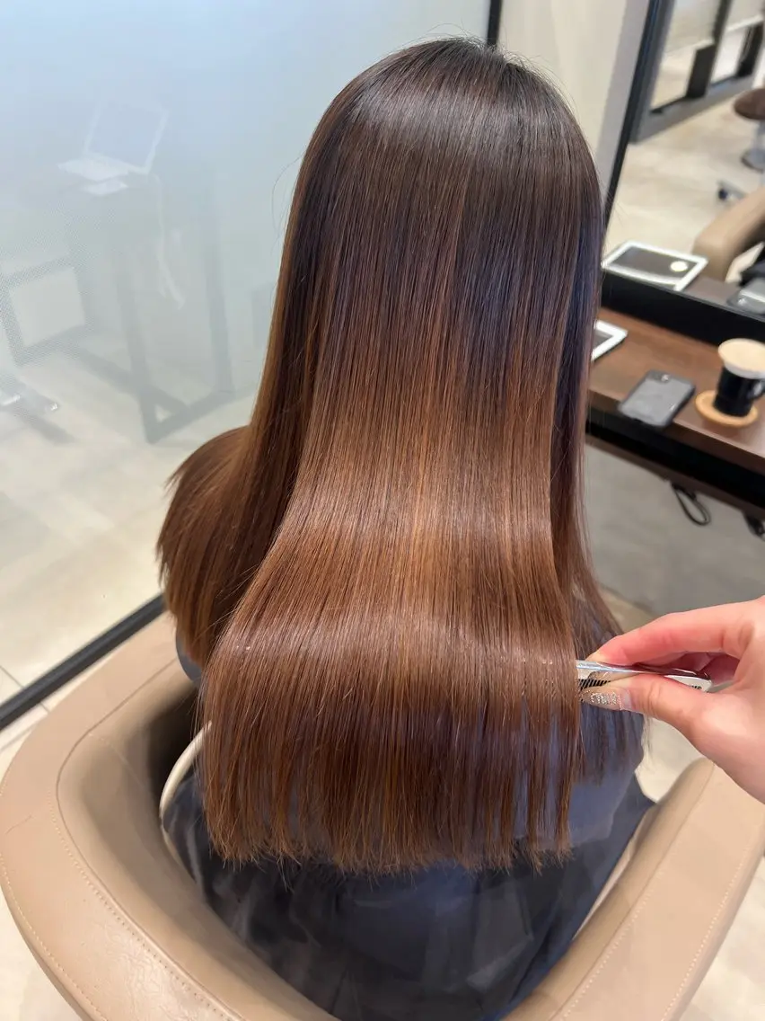 ロング カット 縮毛矯正 トリートメント つやカラー×髪質改善 /NAMIのヘアスタイル