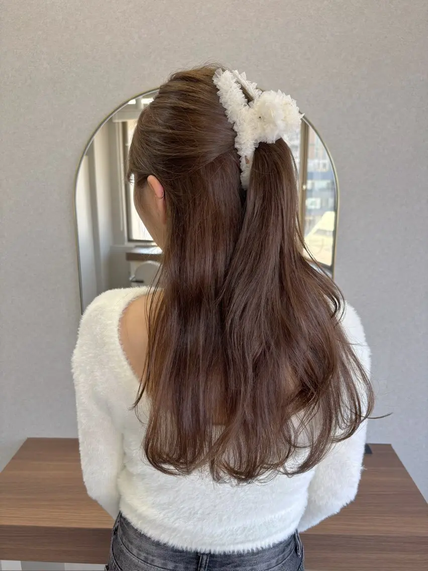 ロング カラー キッズ ブリーチ 透明感カラー ブリーチなしカラー ヘアカラー トリートメント 藤野 結衣のヘアスタイル