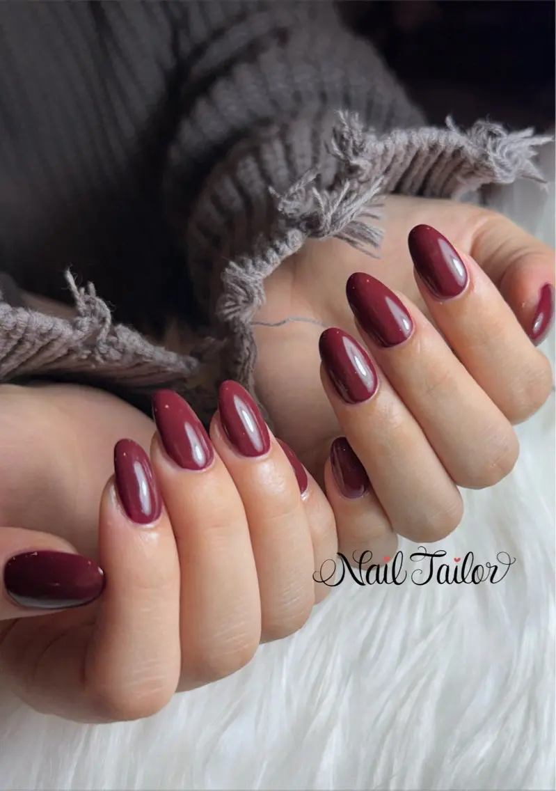 ネイル ボルドー ワンカラーネイル 赤色 ハンドネイル NailTailor ネイルテイラーのネイルデザイン