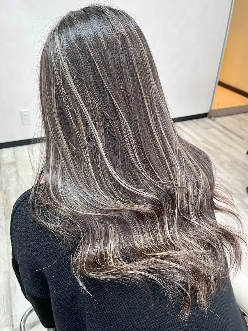 ロング カラー ヘアアレンジ ハイライトカラー ハイライト Belle hair Design青野大貴のヘアスタイル