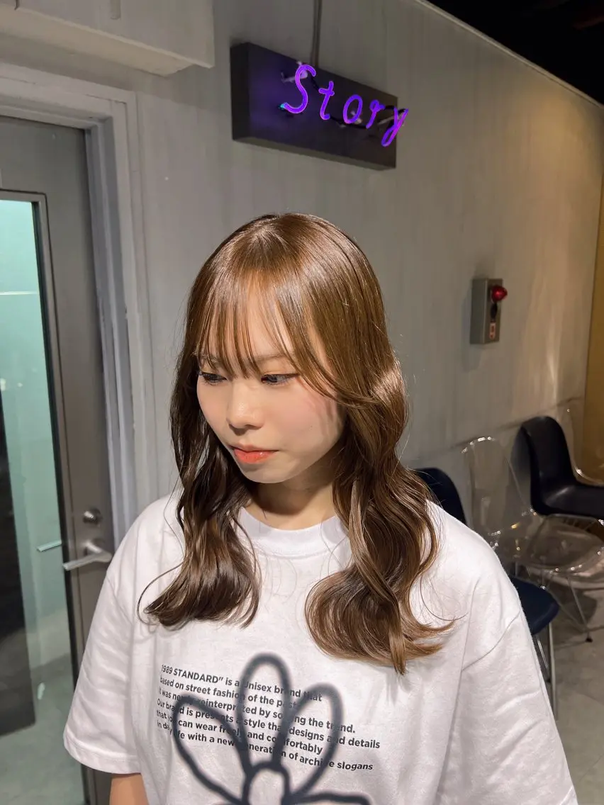 ロング カラー ヘアカラー トリートメント NANAMI🩵 大人可愛い韓国ヘアのヘアスタイル