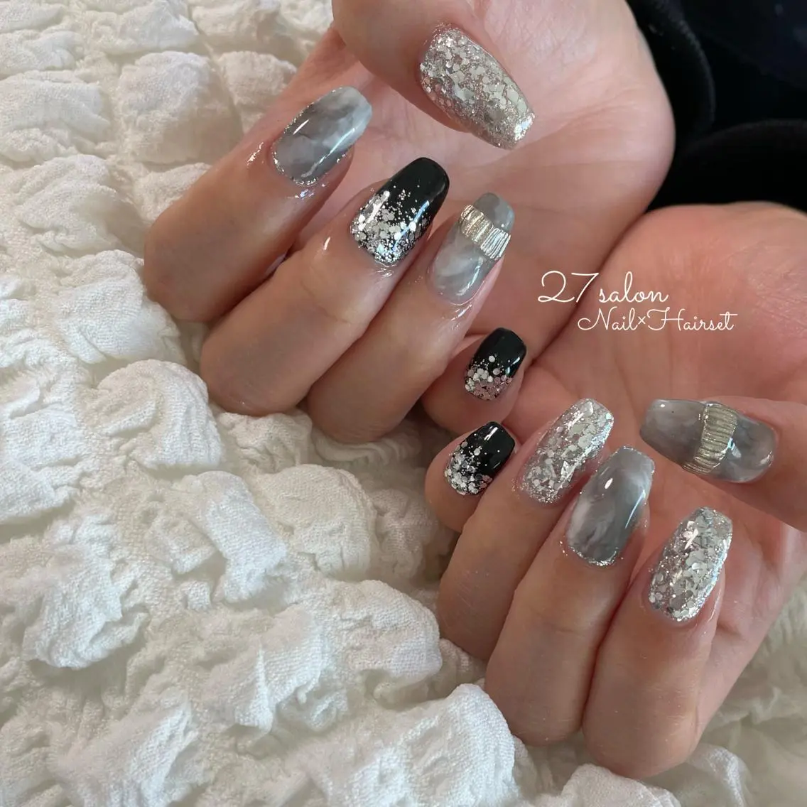ネイル グラデーション ラメ(グリッター) ラメグラデーション 27salon yuinaのネイルデザイン
