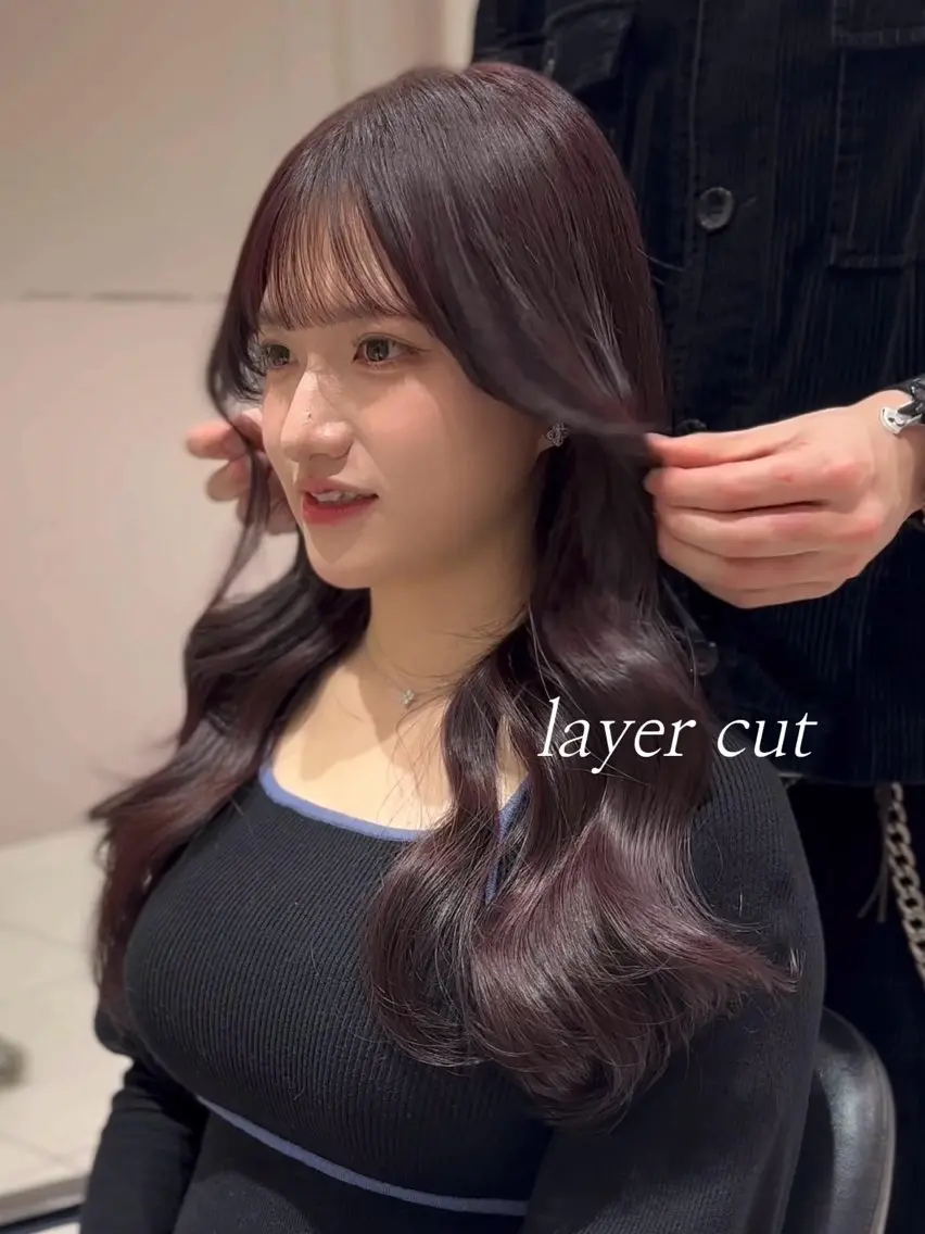 ロング カラー ヨシンモリ 韓国風ヘア レイヤーカット カット ヘアカラー トリートメント レイヤー/顔周り /透明感🩶高橋大のヘアスタイル