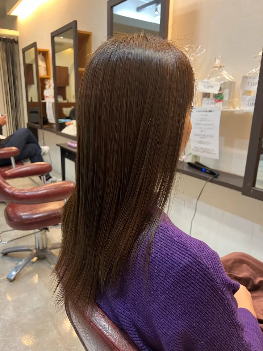ロング カラー アッシュ アッシュブラウン ブラウンカラー 吉岡 なみのヘアスタイル