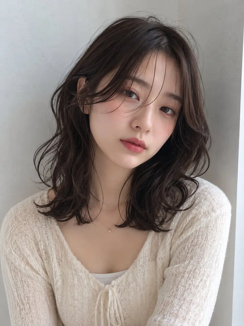 ミディアム カラー パーマ ミディアムパーマ カット ヘアカラー パーマ トリートメント ボブパーマ/縮毛矯正 /かわいい/せき🫧のヘアスタイル