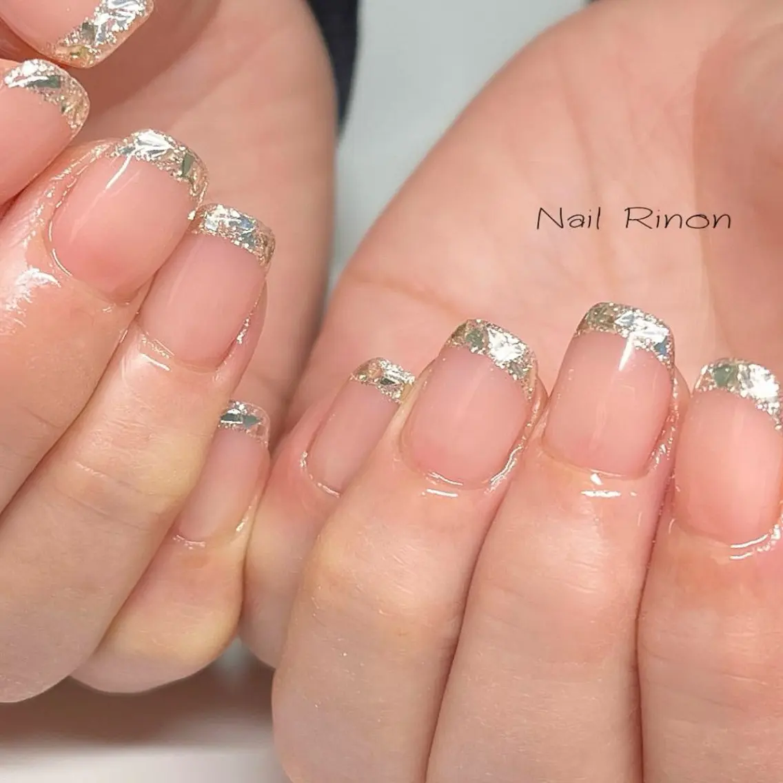 ネイル フレンチネイル ガラスフレンチ ハンドネイル Nail Rinonのネイルデザイン