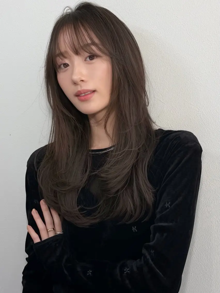 セミロング レイヤーカット カット ヘアカラー トリートメント ✨透明感カラー/縮毛 恵比寿HAYATO✨のヘアスタイル