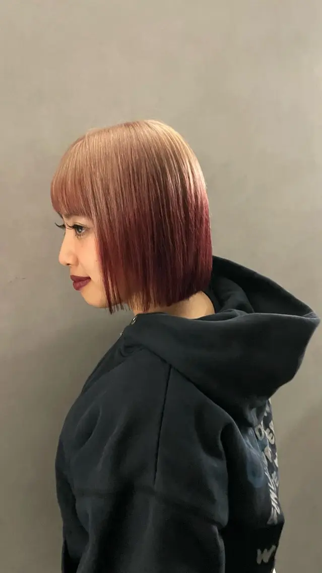 カラー パツボブ/暖色 西梅田/かえで🎀のヘアスタイル