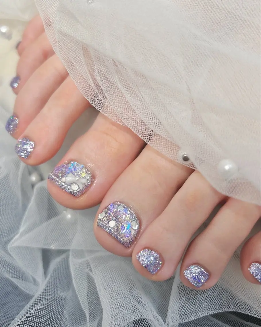 ネイル キラキラネイル ラメ(グリッター) フットネイル ten nail salon かえでのネイルデザイン