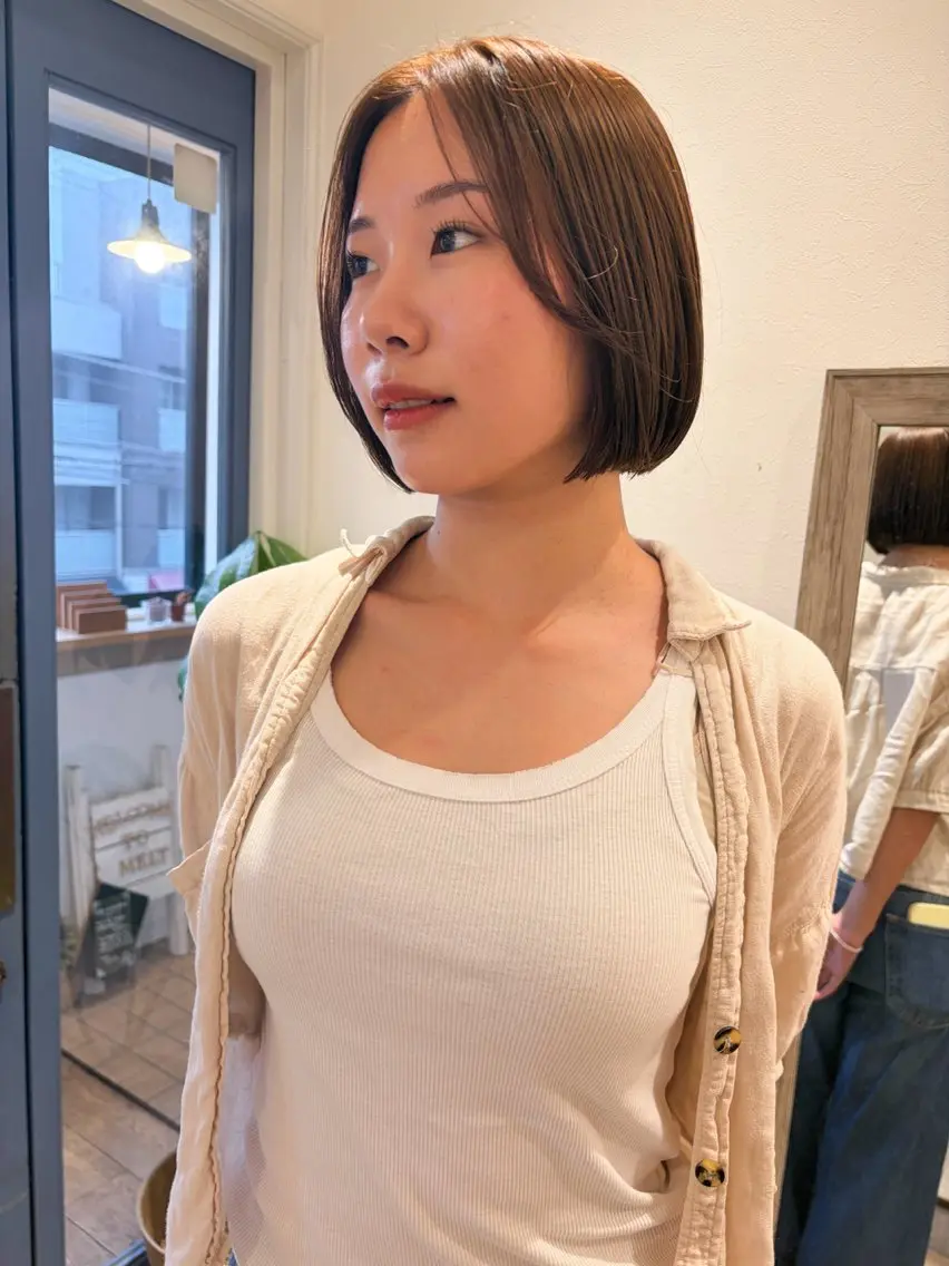 ショート カラー ベージュカラー ボブ 上品な暖色/丸みボブ Chie🪷のヘアスタイル