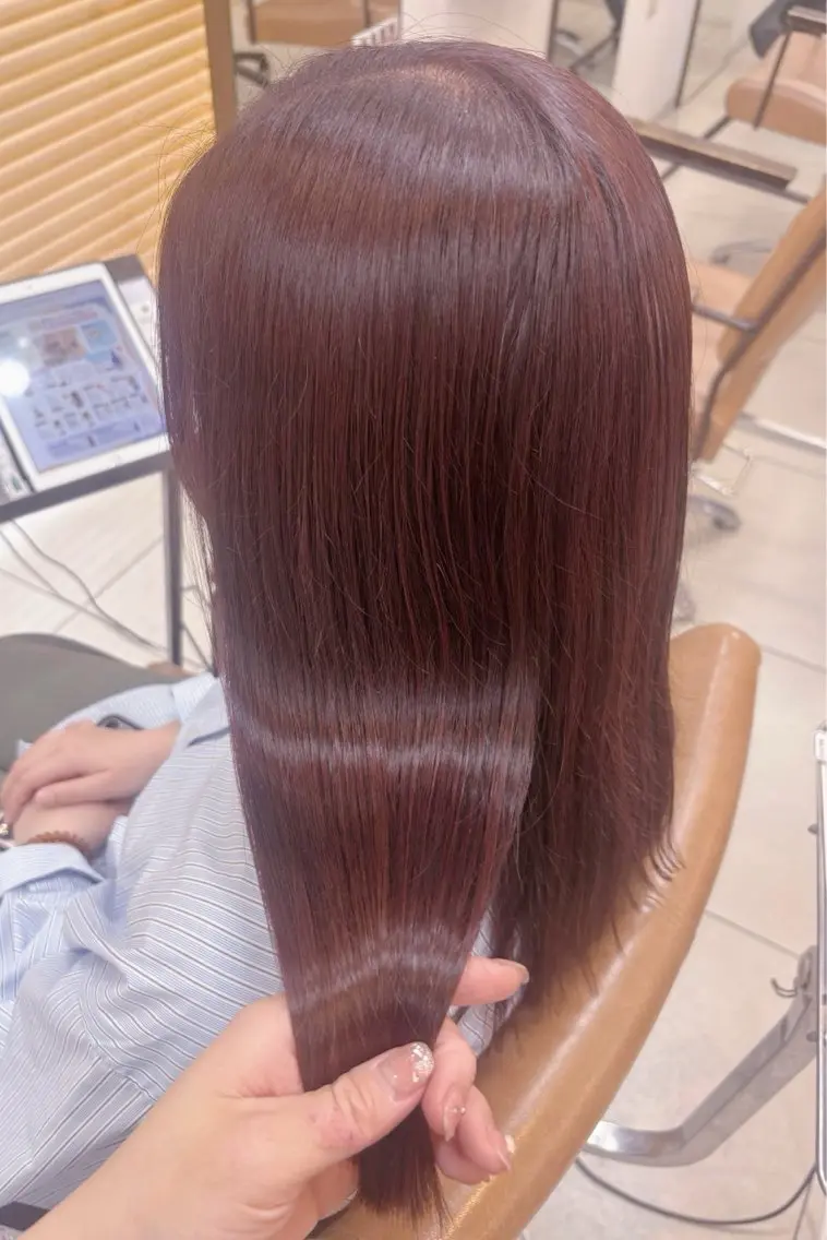ミディアム カラー ブラウンカラー ピンクカラー ピンクブラウン ヘアカラー 頭皮×髪質改善 透明感カラー💎中村のヘアスタイル