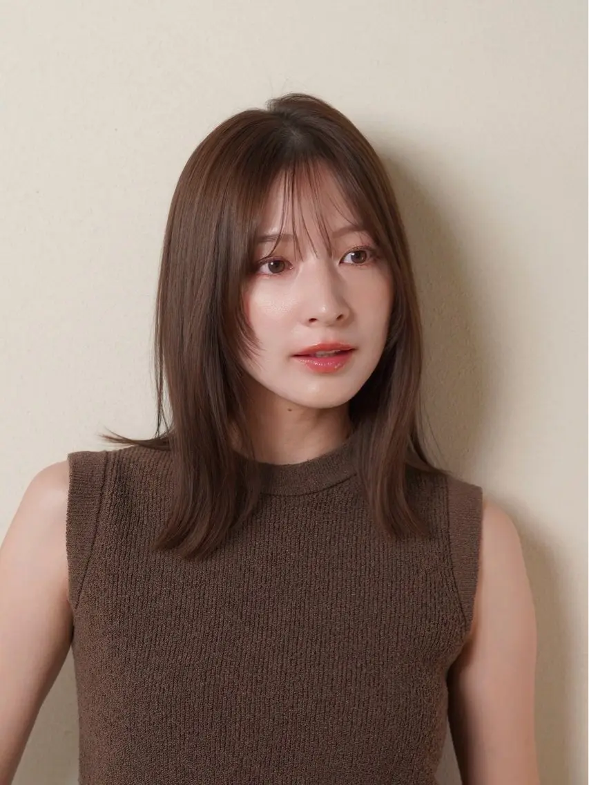セミロング カラー カット ヘアカラー トリートメント 銀座／柔らかベージュ 似合せカット／ハルトのヘアスタイル