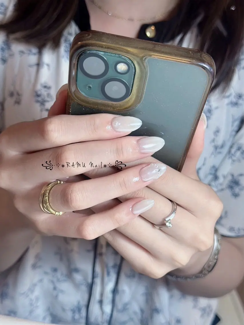 ネイル キラキラネイル マグネットネイル ミラーネイル ピンク 夏ネイル ハンドネイル RAMU Nail 恵比寿店のネイルデザイン