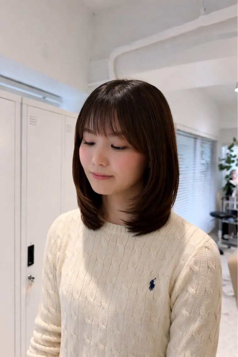 ミディアム カット トリートメント 🤍恵比寿/透明感/ 小顔カット🤍アズサのヘアスタイル
