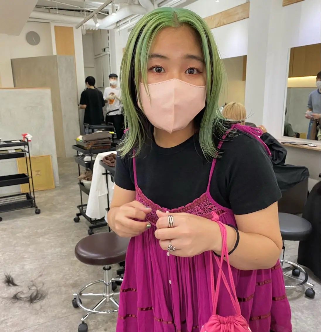 ミディアム カラー ハイトーンカラー ヘアカラー 森貴裕/ベージュ/ パーマ/オリーブのヘアスタイル