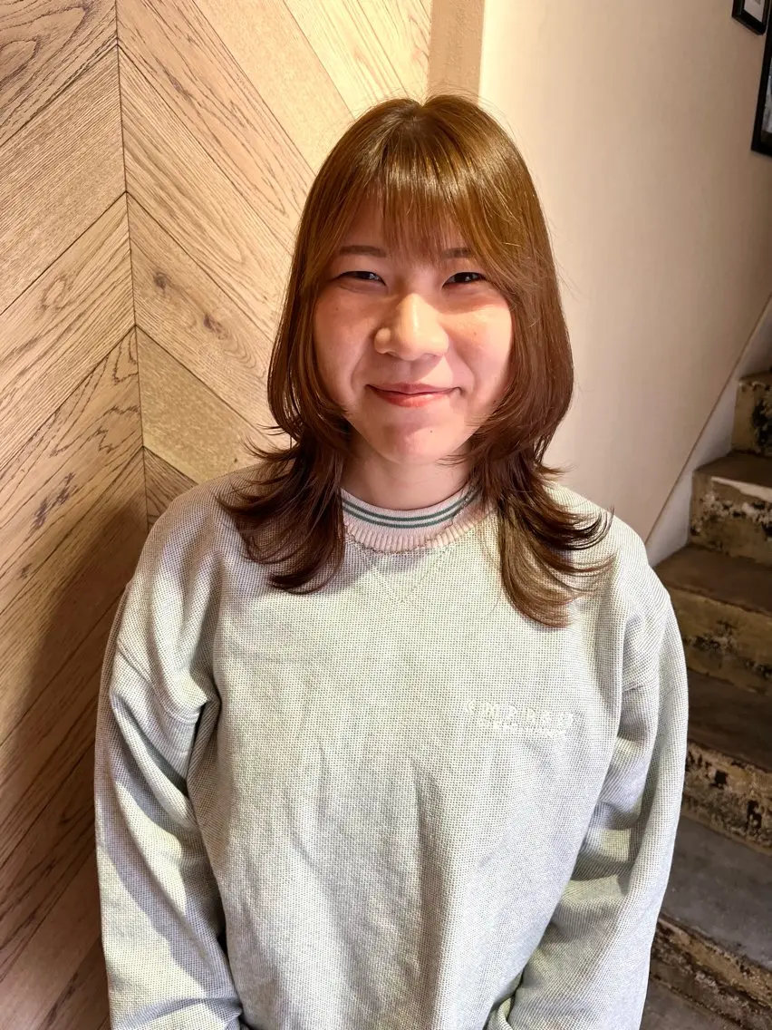 ミディアム カット ヘアカラー FERIA あべの yumeho🍭のヘアスタイル