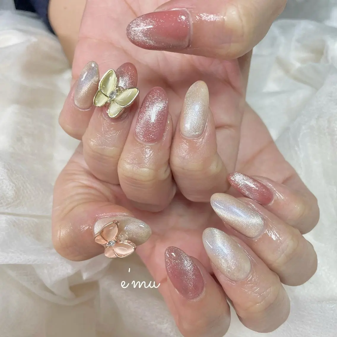 ネイル マグネットネイル ピンク nail salon e'mu💐のネイルデザイン