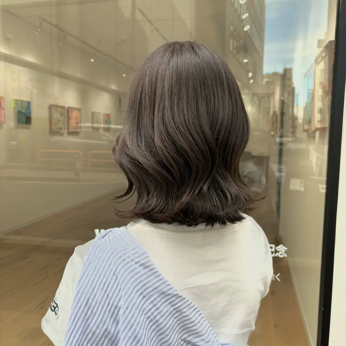 ミディアム カット ヘアカラー トリートメント 🎀クロスパーマ／ ボブ🎀MOMONAのヘアスタイル