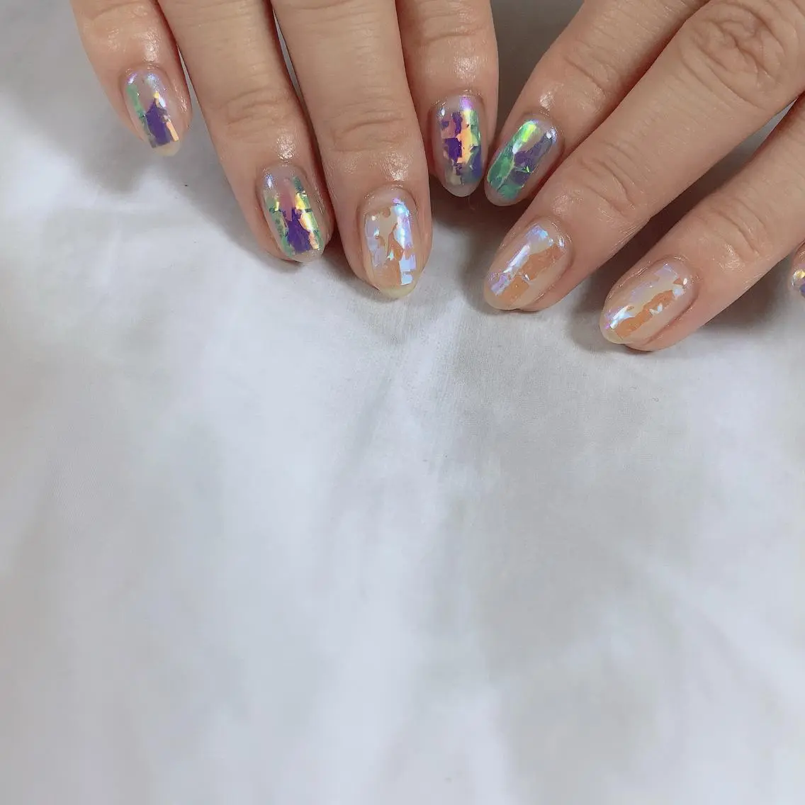 ネイル 氷ネイル・うるうるネイル ミラーネイル SOL NAILのネイルデザイン