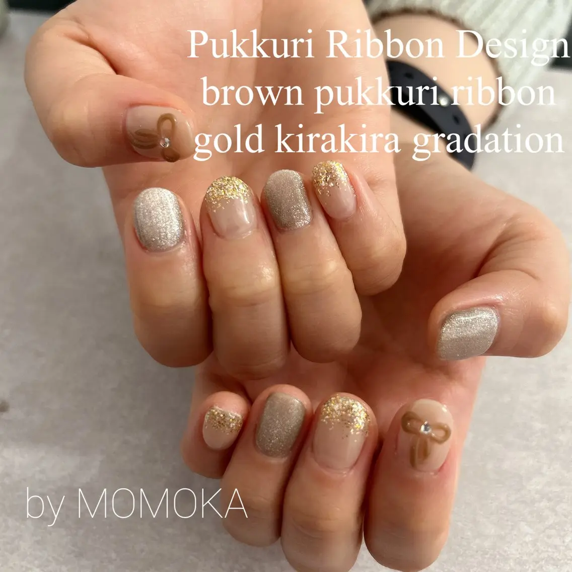 ネイル ぷっくりネイル リボン Momo nailsalonのネイルデザイン
