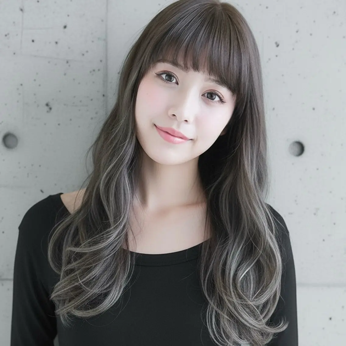 セミロング カット ヘアカラー ハッシュカット 田窪珠妃のヘアスタイル