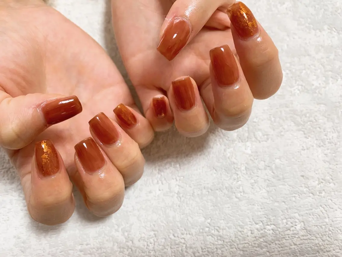 ネイル ブラウン ジェルネイル 韓国ネイル メンズネイル パラジェル kiki nail たまプラーザのネイルデザイン