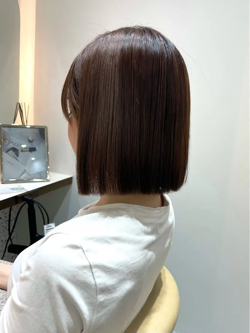 ミディアム カット ヘアカラー 縮毛矯正 トリートメント 🐥ボブ/レイヤー 縮毛矯正/halcaのヘアスタイル