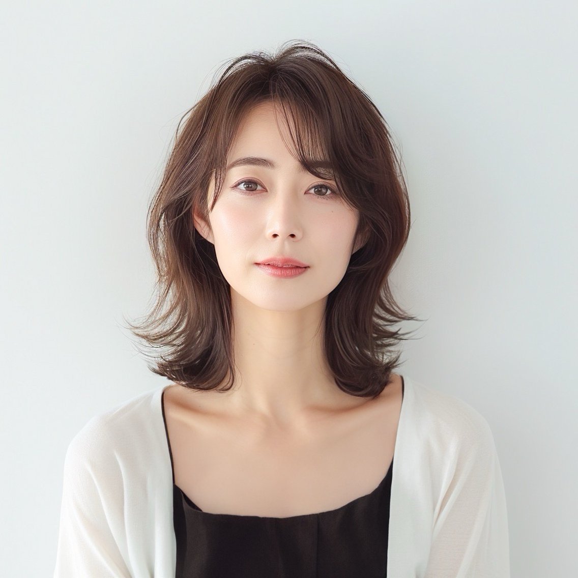 ミディアム 名倉 友香のヘアスタイル