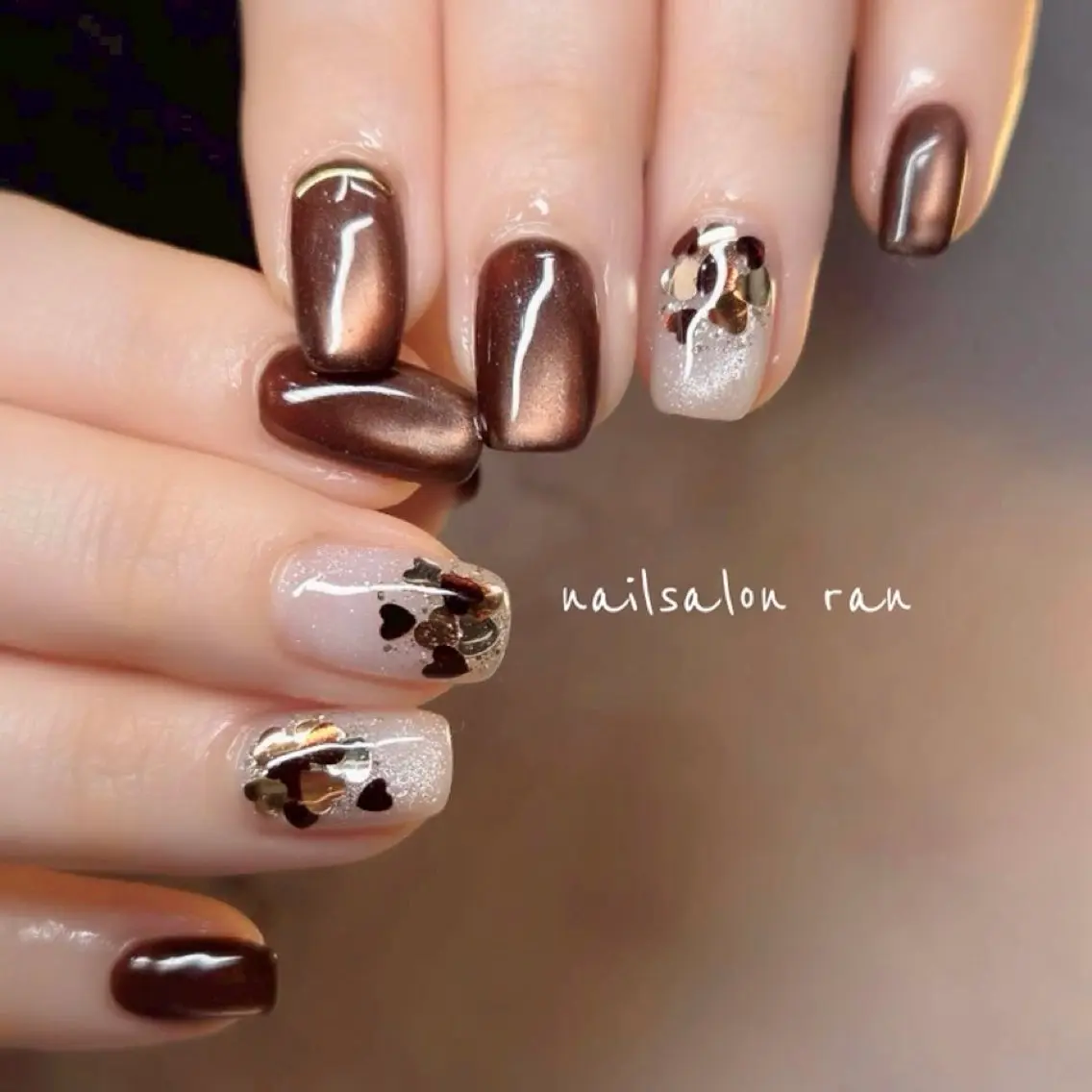 ネイル ハート マグネットネイル バレンタイン ハンドネイル ハンドケア nailsalon ranのネイルデザイン