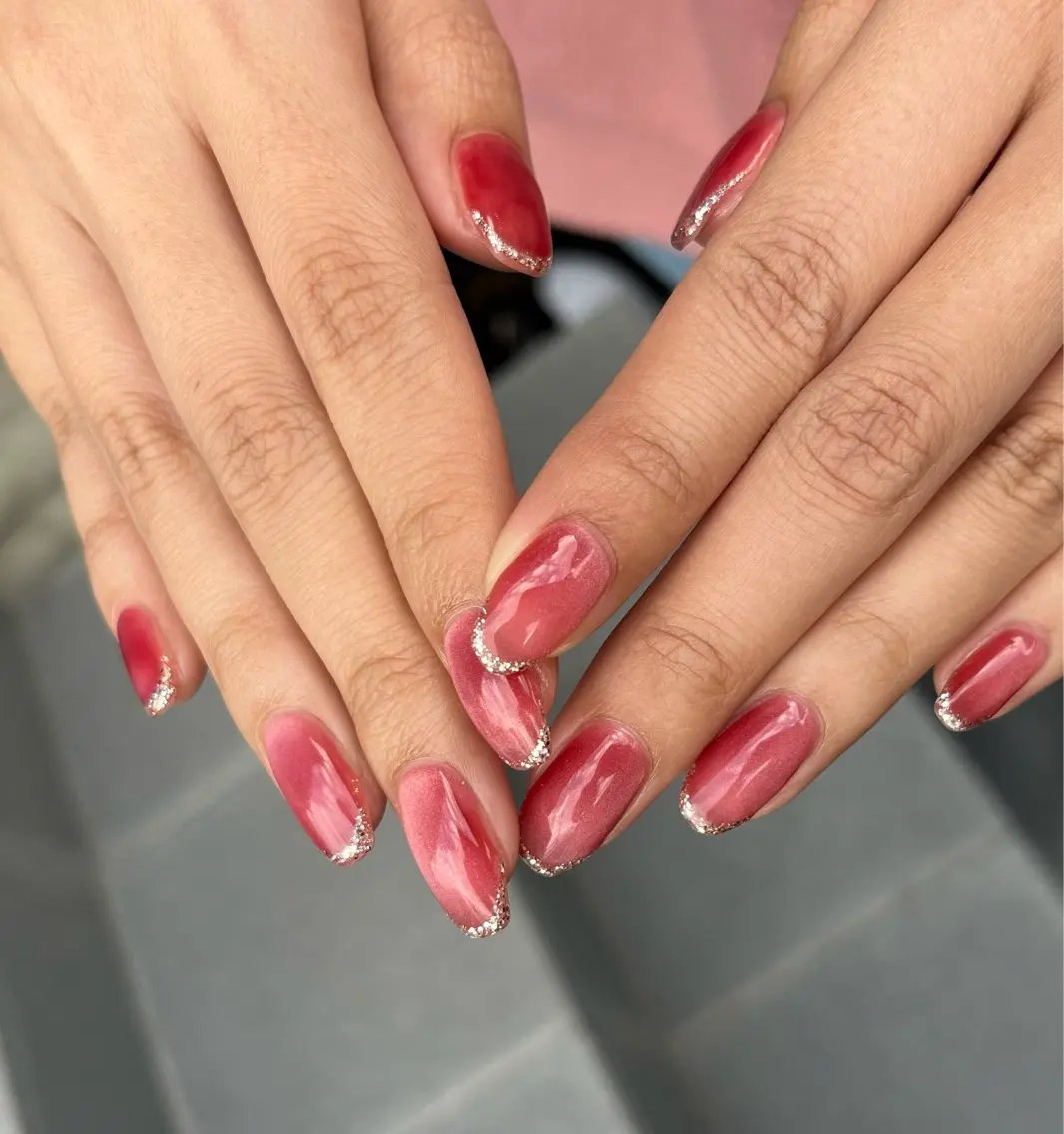 ネイル フレンチネイル ラメ(グリッター) マグネットネイル nailsalon esのネイルデザイン
