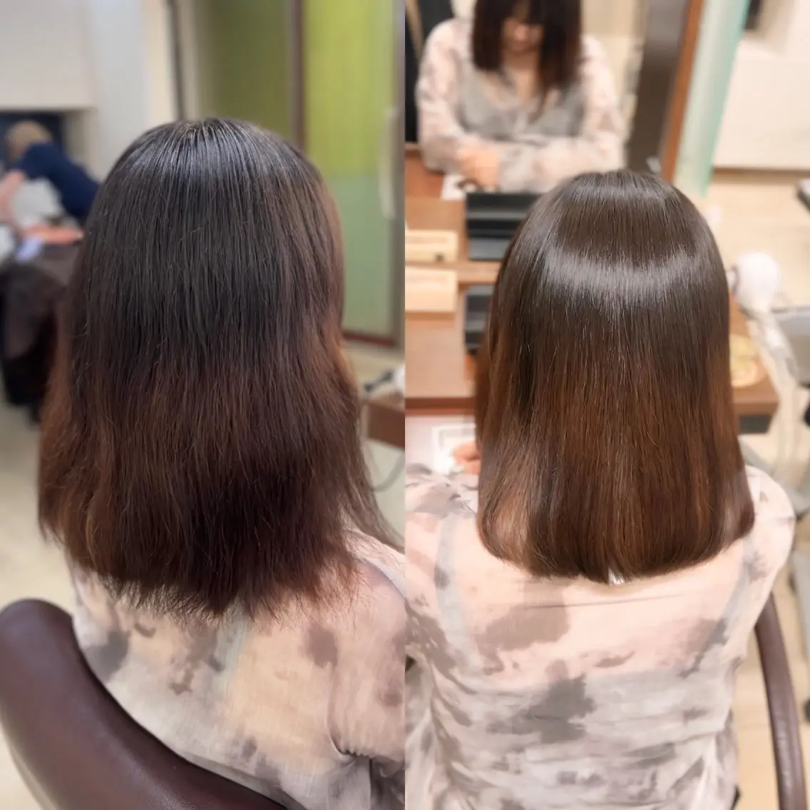 ミディアム 伸ばしかけ 縮毛矯正 縮毛矯正 越納 陸のヘアスタイル