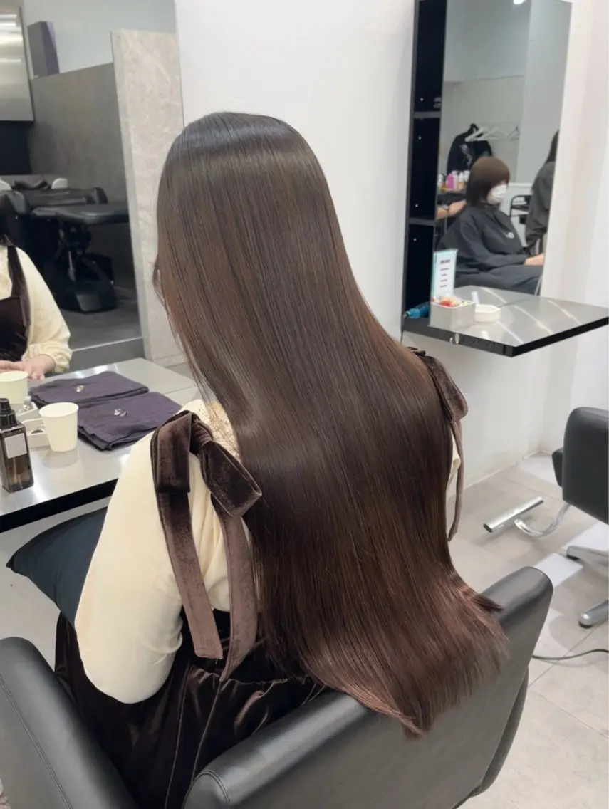 ロング カット ヘアカラー 縮毛矯正 トリートメント 髪質改善/縮毛矯正 梅田茶屋町/西尾祐作のヘアスタイル