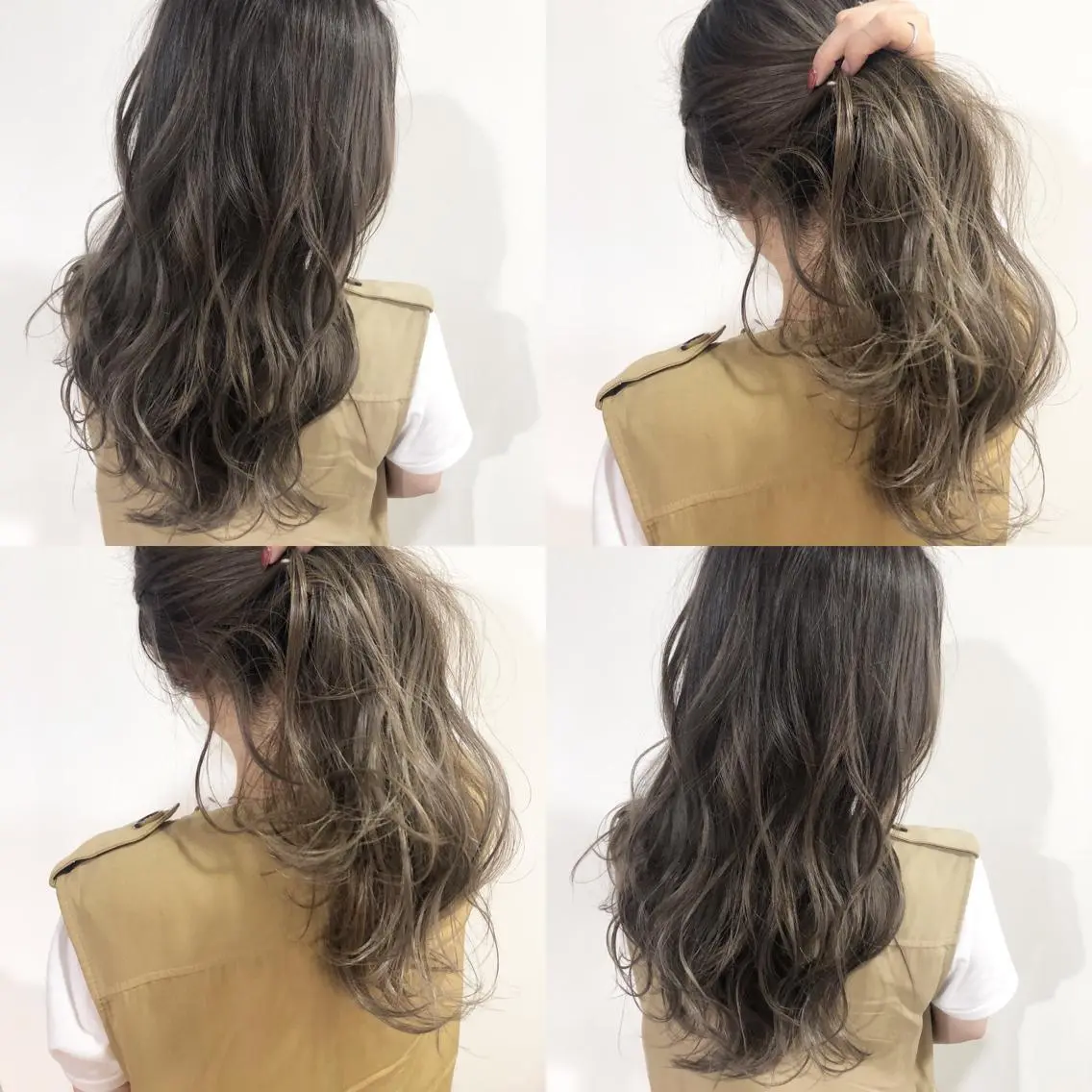 ロング カラー ヘアアレンジ ネイル マツエク・マツパ アッシュ バレイヤージュ ベージュカラー 透明感カラー ダブルカラー カット ヘアカラー 夜23時まで予約🉑 reverieあきらのヘアスタイル