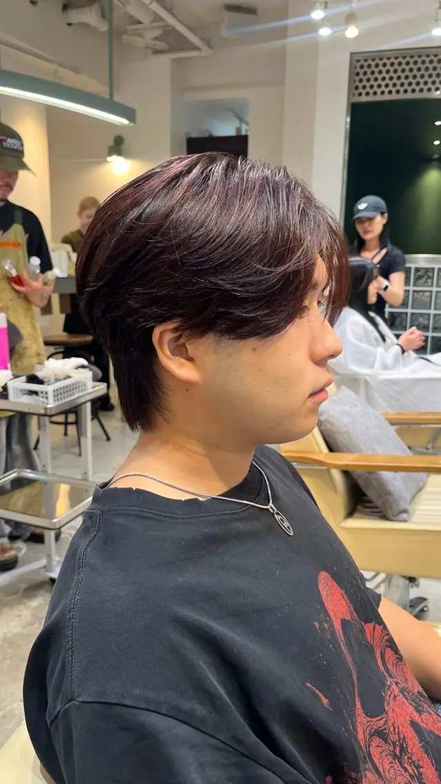 ショート カラー メンズ カット ヘアカラー トリートメント センターパートメンズ 曲がる縮毛矯正/晴輝のヘアスタイル