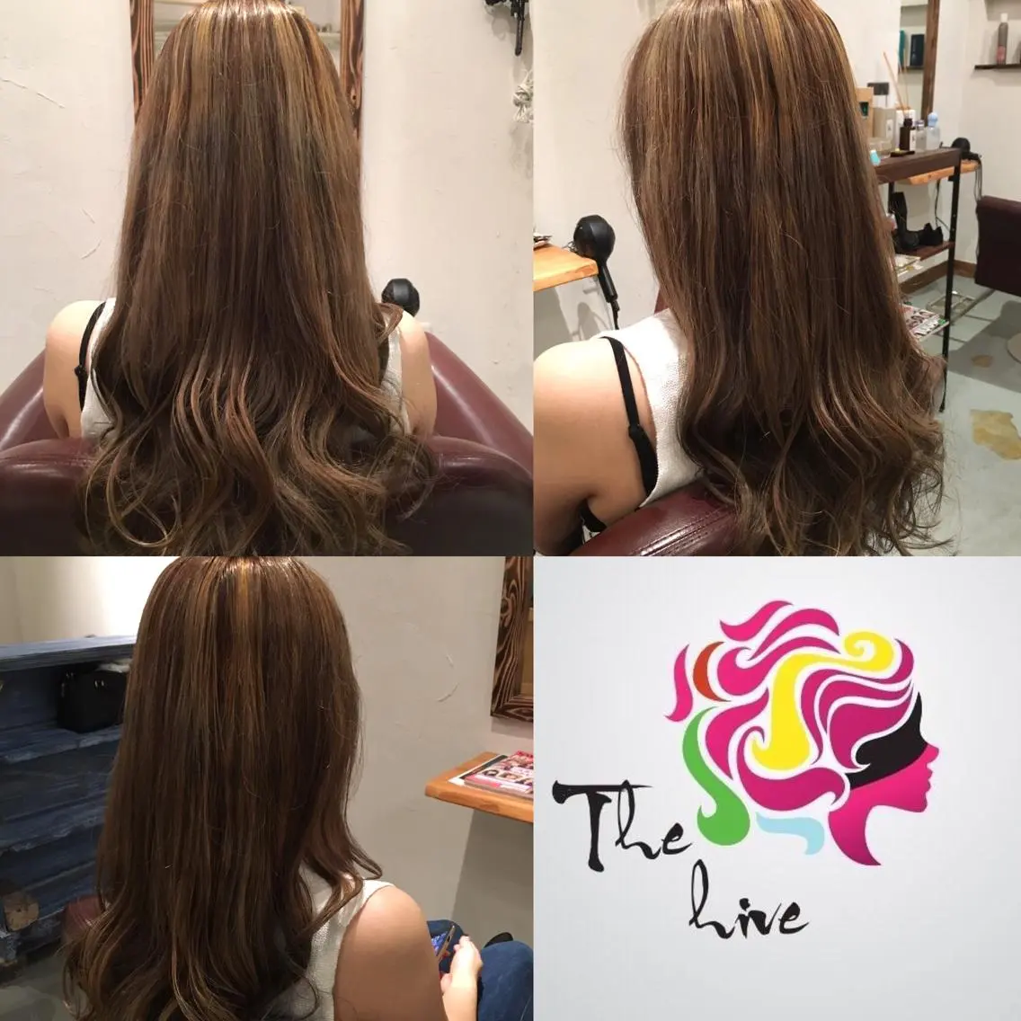 ロング カラー アッシュ ハイライトカラー ハイライト Hair salon The hiveのヘアスタイル