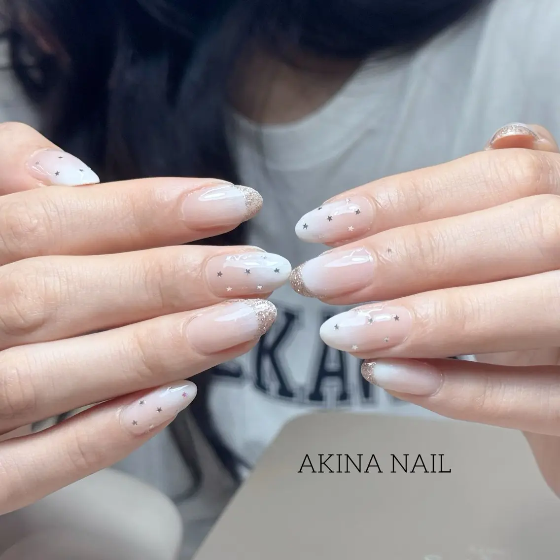 ミディアム 韓国風ヘア ハンドネイル Akina Nail 亀戸のネイルデザイン
