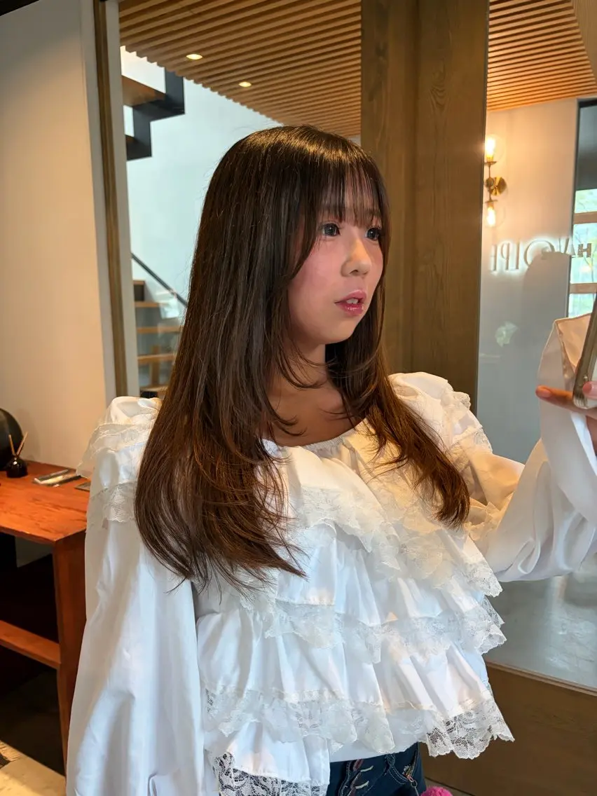 ロング 顔周りカット レイヤーカット rina/似合わせ/ カットモデルのヘアスタイル