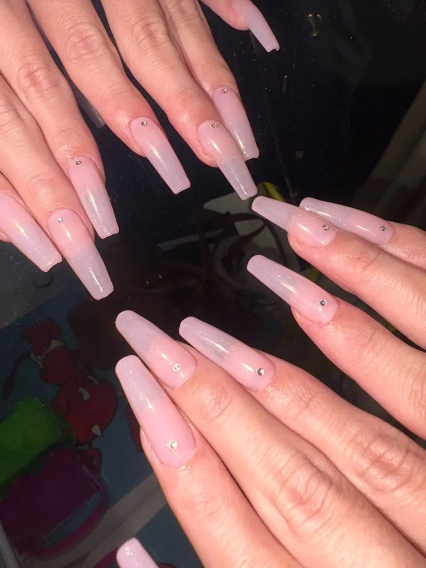ネイル キラキラネイル ロングネイル ピンク シンプルネイル 33nail✴️栄 スミレ❇️Gel-xのネイルデザイン