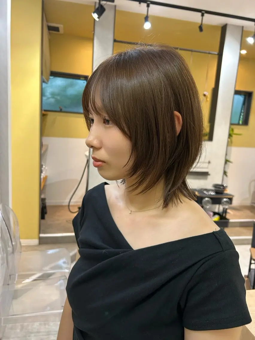 ショート カラー ボブレイヤー ベージュカラー ボブ レイヤーカット カット ヘアカラー トリートメント hub hair レイヤー/透明感のヘアスタイル