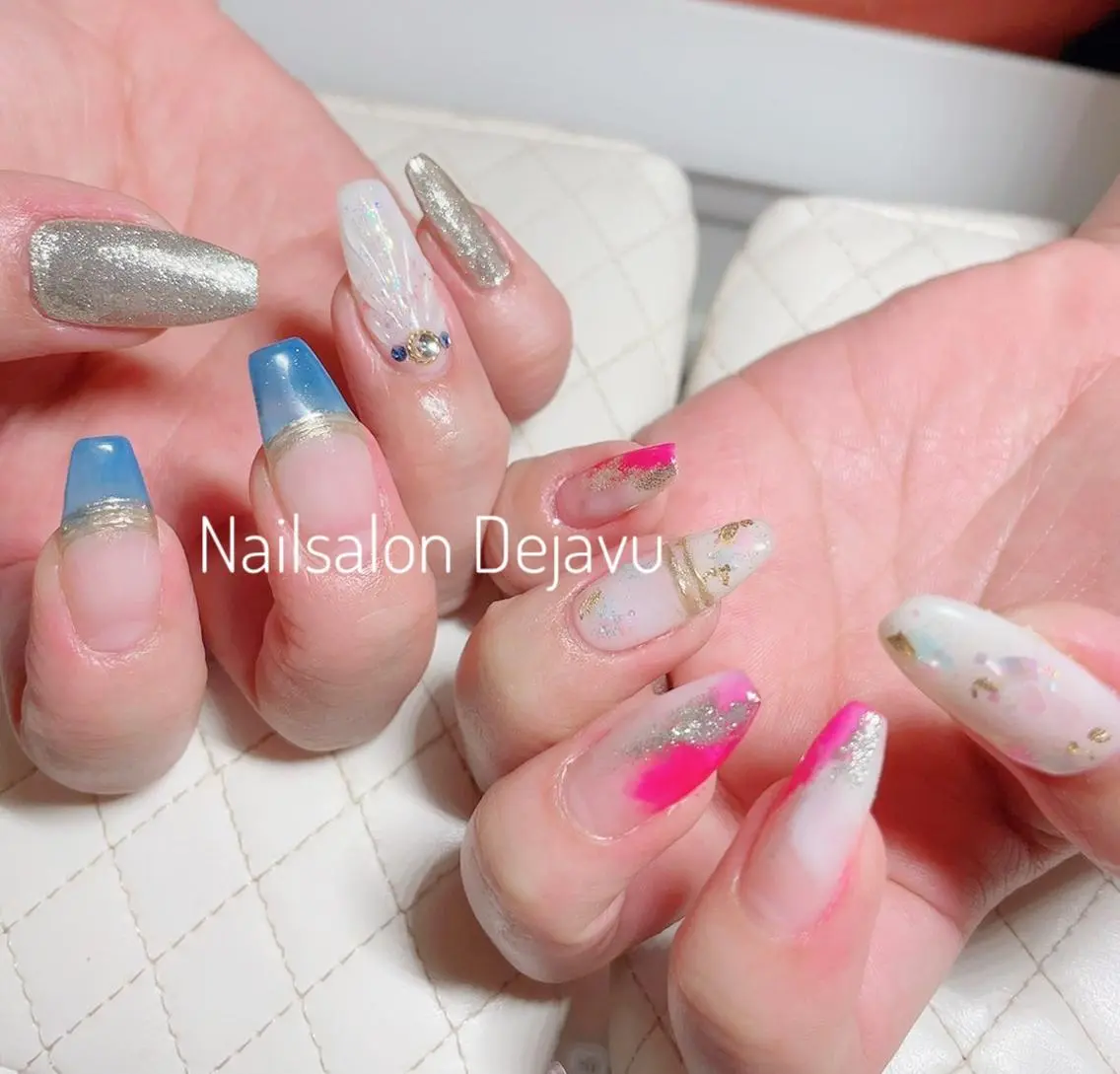 ネイル アートネイル 長さ出し ジェルネイル ロングネイル Nail salon Dejavu 🌿のネイルデザイン