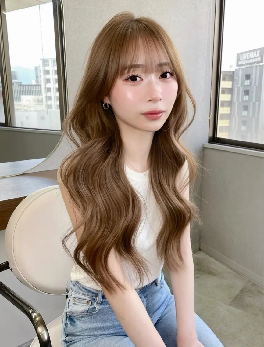ロング アッシュ 韓国風ヘア レイヤーカット 髙杉 心のヘアスタイル