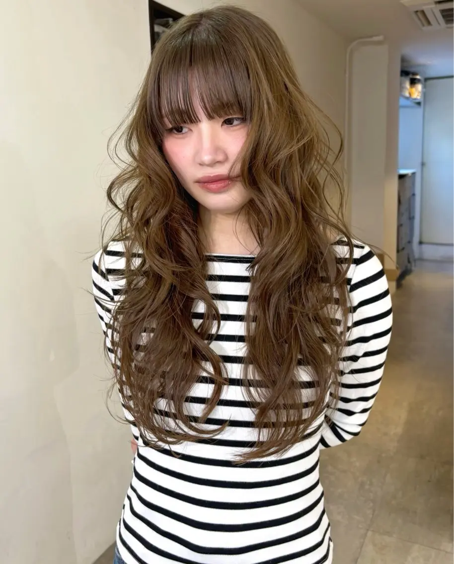 ロング カラー ブリーチ 透明感カラー ダブルカラー ブリーチなしカラー カット ヘアカラー mizuki/ピンク ベージュ.レイヤーのヘアスタイル