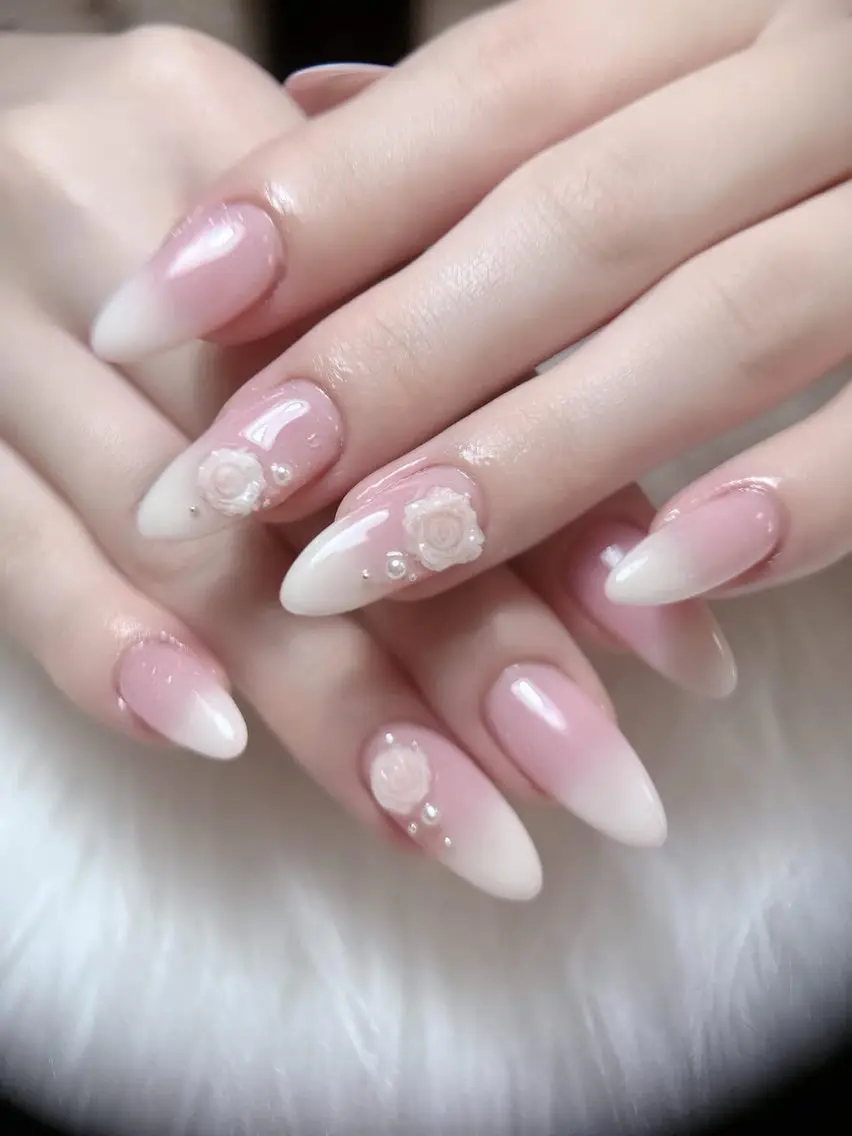ネイル グラデーション キラキラネイル ピンク 春ネイル ワンホンネイル ハンドネイル RUBY Nail 日暮里店のネイルデザイン