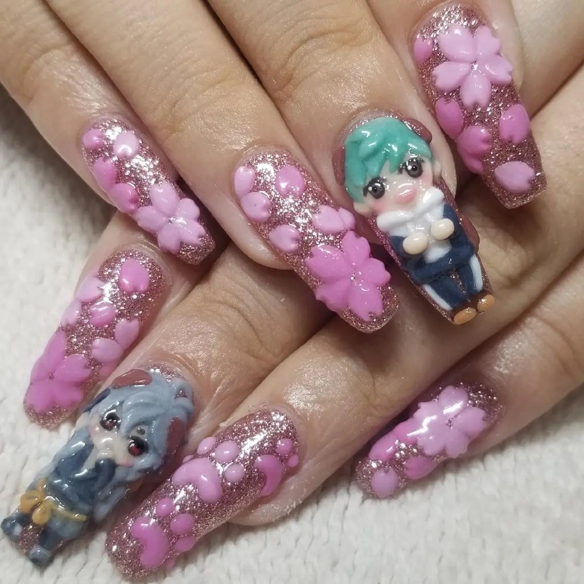 ネイル ゴールド ラメ(グリッター) ピンク ハンドネイル よしだ ひろきのネイルデザイン